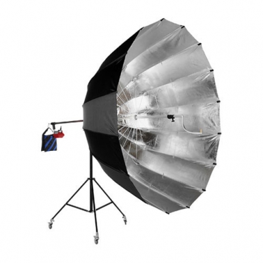 Menik SM-17AD 220cm Parabolische Paraplu zwart/zilver + statief